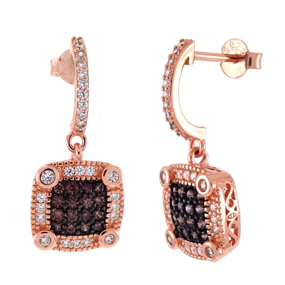 925 Sterling Silver Rose Gold Overlay Stud Earring